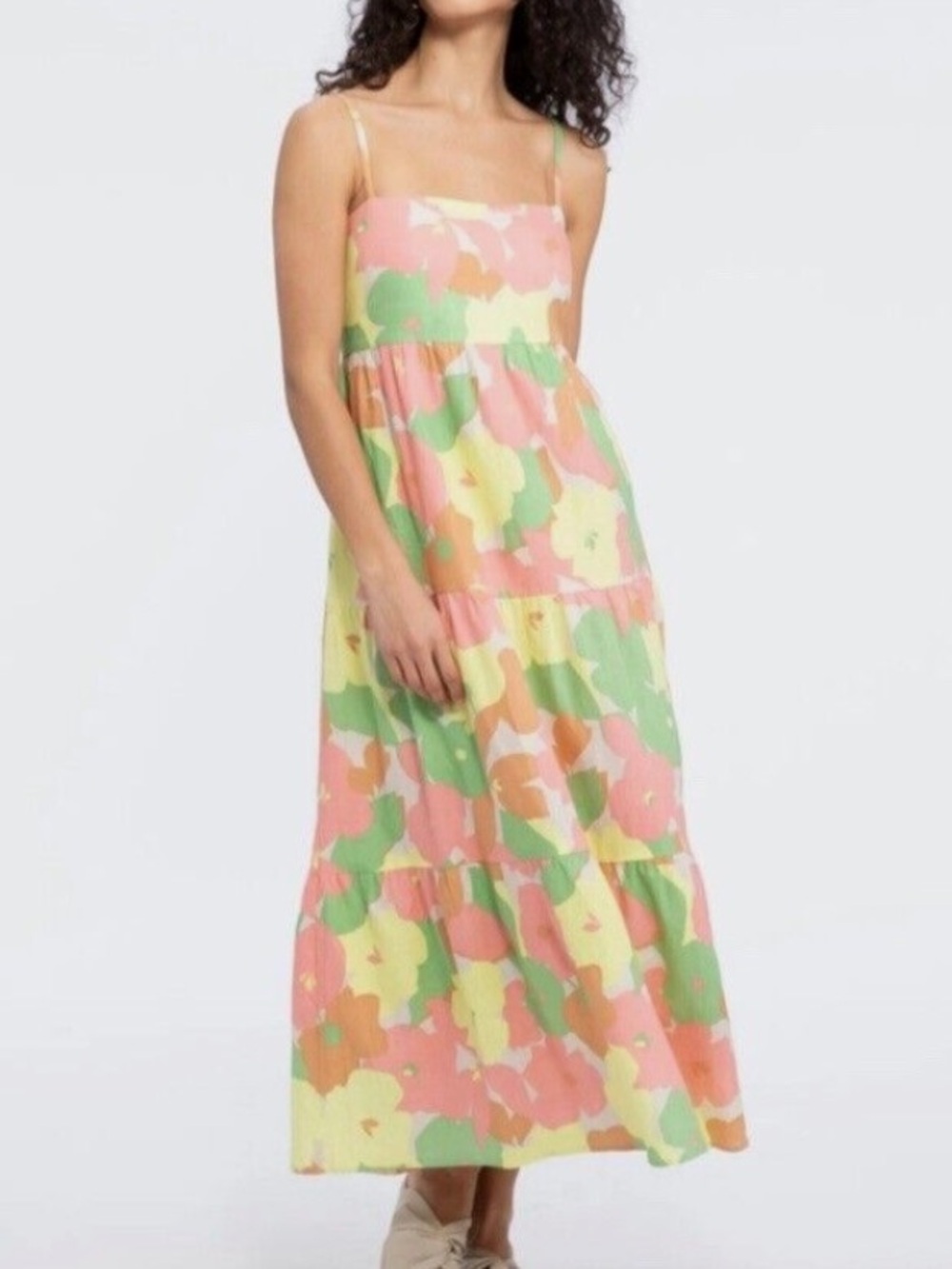 Sanctuary Smocked Skirt in Mint, Peach, Yellow and Cream